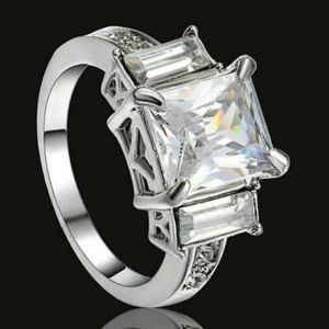 Rhodium Plated White Sapphire Ring